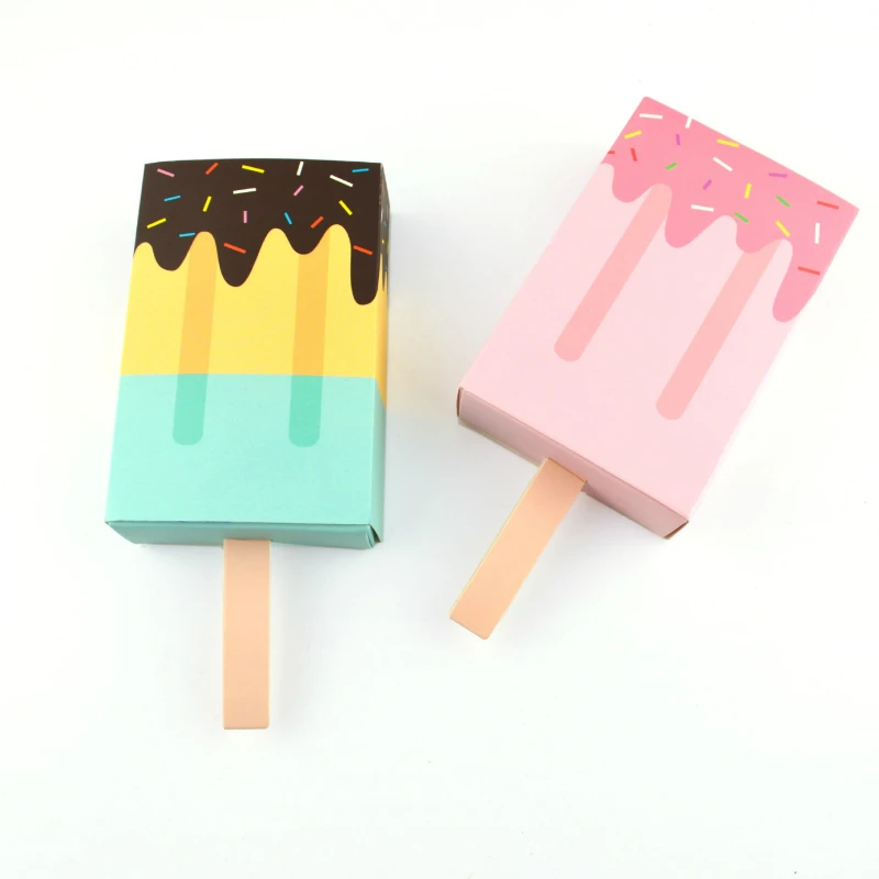 

10Pcs Ice Cream Shape Gift Boxes Gender Reveal Baby Shower Birthday Party Candy Box Cartoon Drawer Gift Bag