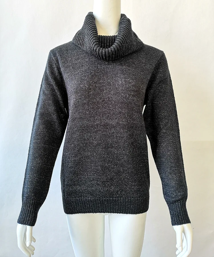 Женский однотонный свитер с воротником-хомутом, теплый свитер с длинным рукавом, размеры S/M/L/XL/XXL/XXXL