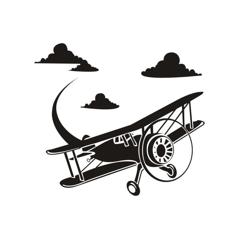 

Biplane and Cloud Wall Decals Outdated Aircraft Home Decorative Living Room Vinyl Art Wall Sticker Removable Art Wallpaper