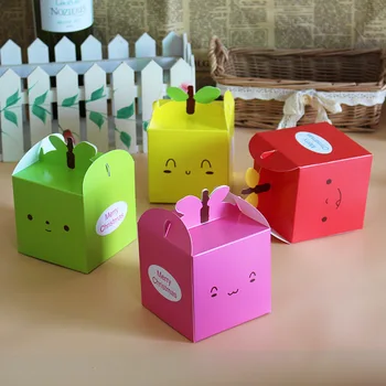 

50PCS multicolour Smiling face square Paper Boxes Candy Box Wedding Favors Gift with ribbon Party Birthday Baby Shower Supply