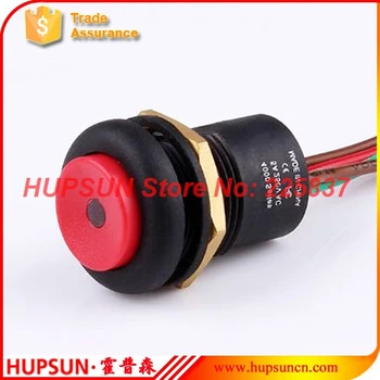 

10pc waterproof high head red button red LED 12mm latching push button switch starter push lock button switch with wire