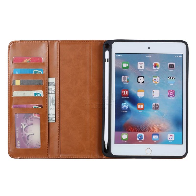 Для Apple iPad mini 5 7 9 2019 Чехол кошелек из замши с подставкой для карт Магнитный чехол