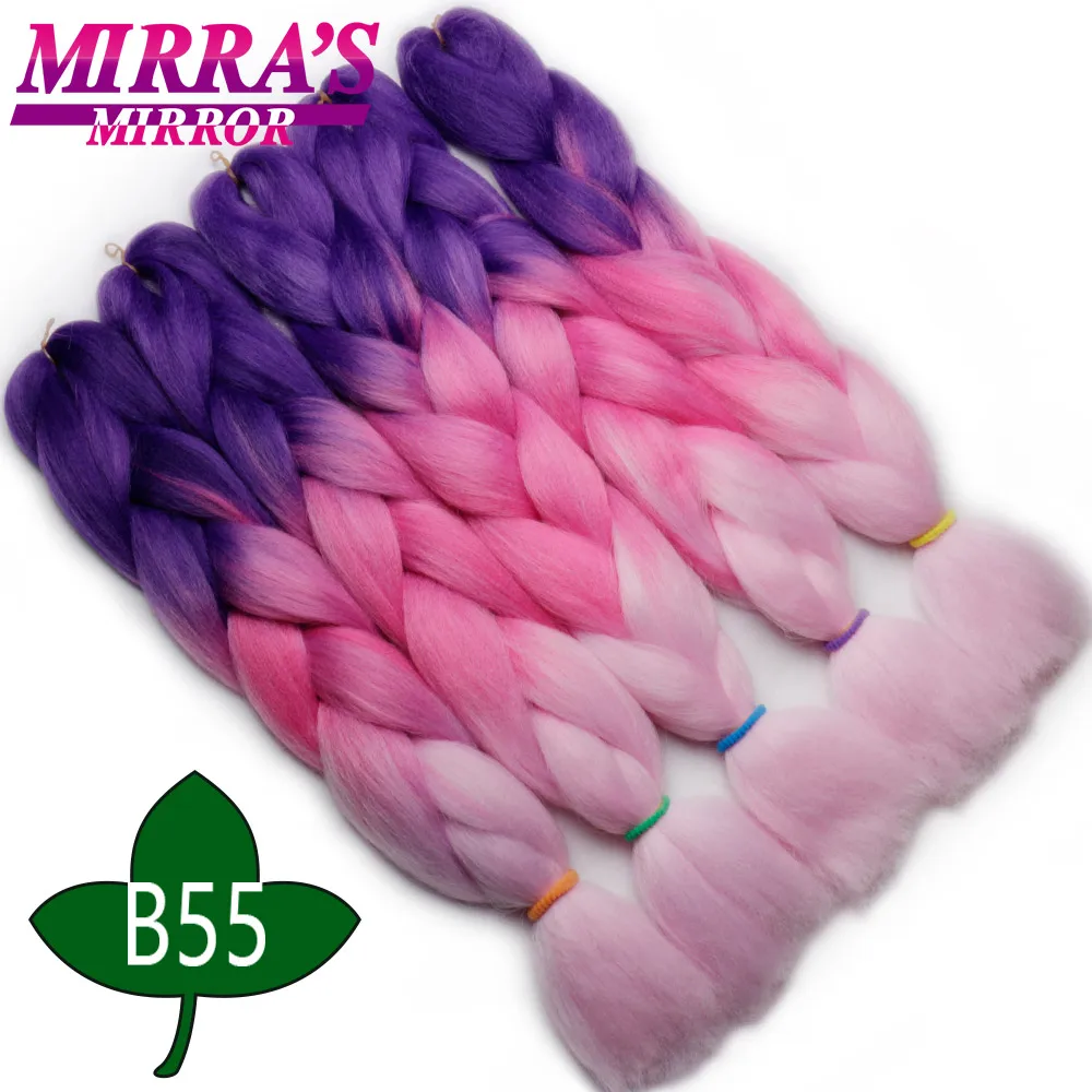 Mirra’s Mirror Crochet Jumbo Braid Hair Ombre Braiding Hair Extensions Colored Synthetic Braids Blue Hair 24inches Two Tone - Цвет: #8