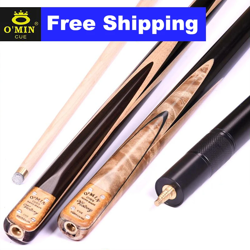 

Original O'Min Victors 3/4 Split Snooker Cue One Piece Cue 10mm Tip Professional Maple Shaft with Excellent Extension and Gift