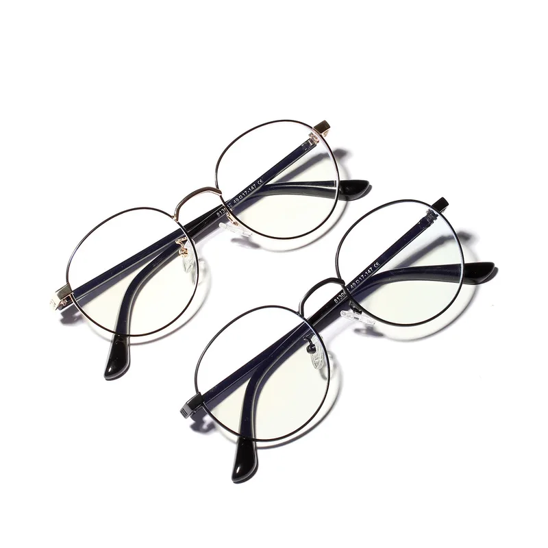 Women's Flat Mirror Circular Metal Frame Small Frame Myopia Frame Male Literature And Art Retro Glass Frame Ultra Light 
