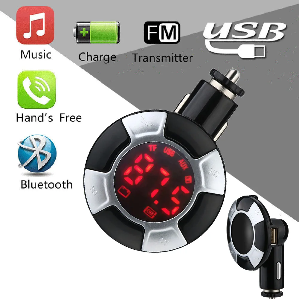 

12V-24V Wireless Car kit Hands-Free Q7 2USB Charge LED MP3 Bluetooth Car FM Transmitter With MIC For smartphones tablets #622