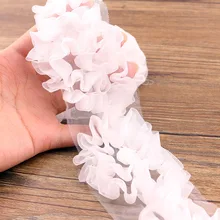 1 מטר של לבן שיפון קפלים, קמטים, שיפון פרחים, זמירה עלה שיפון תחרה קישוט(China)