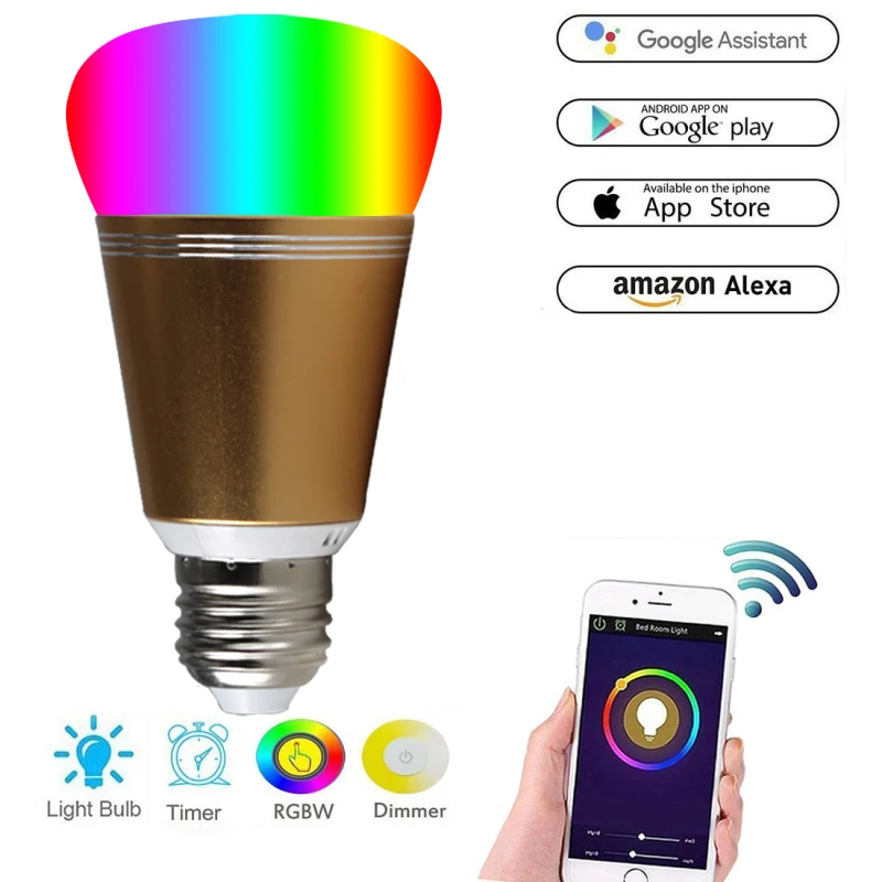 

E27 E14 B22 smart wifi led bulb RGBW Dimmable 16 colors Multicolor Magic Light 11W IFTTT Alexa and Google Assistant Dropship