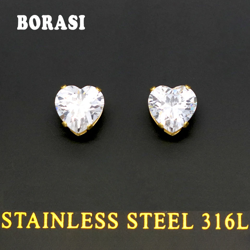 Женские серьги гвоздики в форме сердца с фианитом|heart stud earrings|stud earringsstud earrings for women