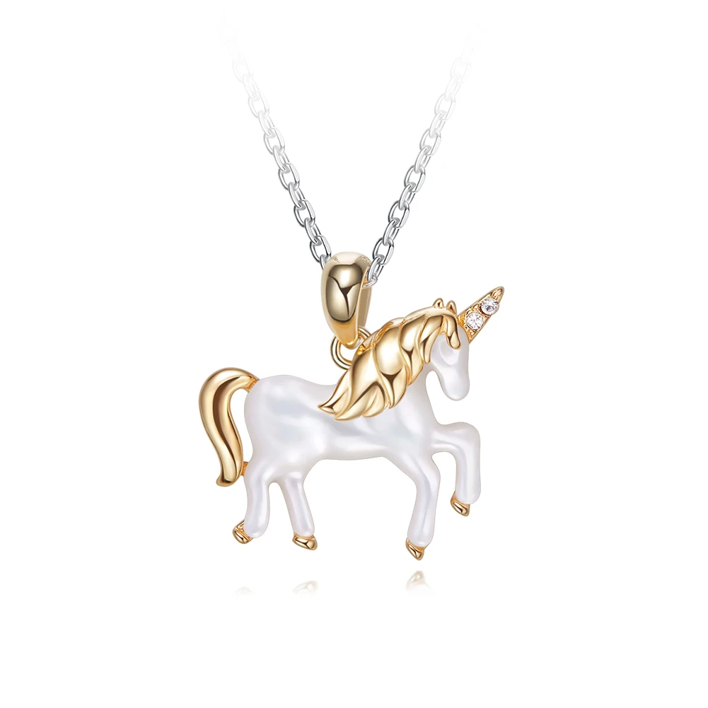 

HeeZen Europe and America Style Unicorn Necklaces & Pendants Silver Shell Chain Women Necklace Fashion Jewelry Statement Bijoux