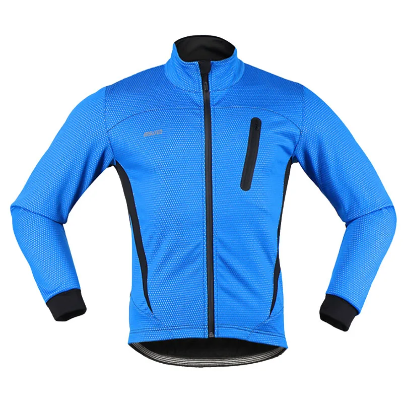 Теплая куртка для велосипедного спорта Зимняя Теплая Флисовая велосипедная одежда ветрозащитная спортивная куртка MTB велосипедная Джерси - Цвет: Синий