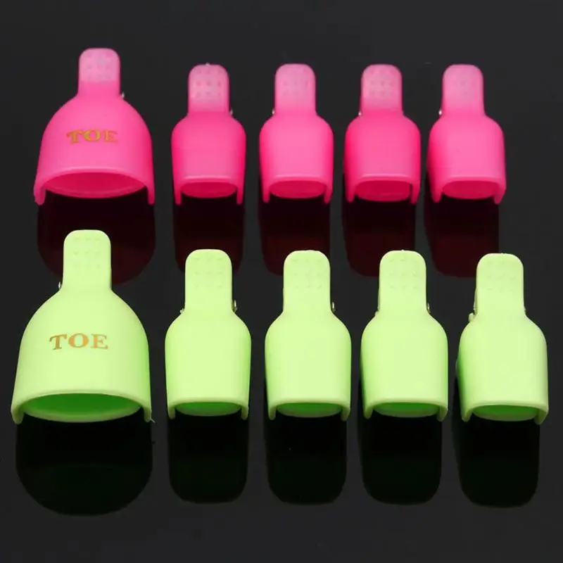 5pcs/set Reusable Plastic Toe Nail Art Polish Remover Pedicure Polishing Removal Foot Toe Nail Clips Soak Off Caps Manicure Tool