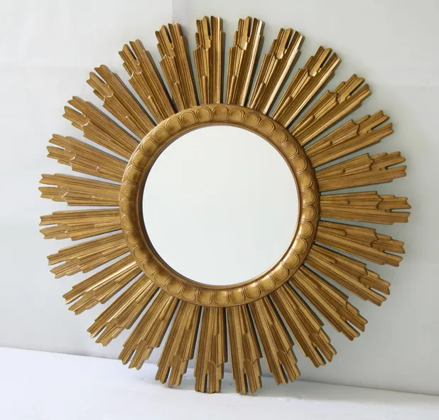 MR 2D0148 Gold sun round wall mirror decorativein Decorative Mirrors