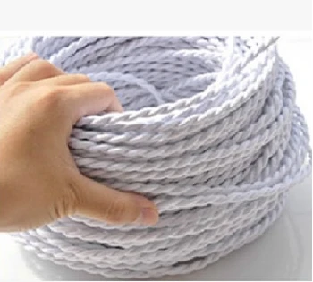 

Free shipping 100meters/lot white color braided fabric wire 2*0.75mm 2 cores textile cloth cover copper wire cable cord