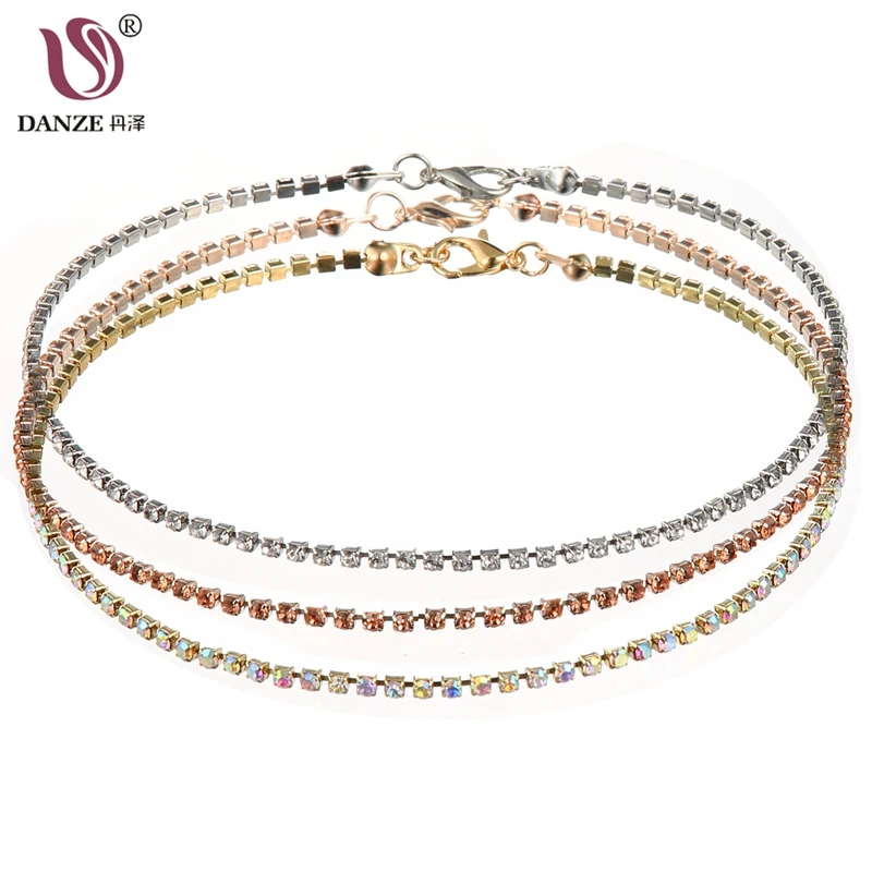 

DANZE 3 Pcs/lot Trendy Shining AB Color Crystal Choker Necklaces Set For Women Manual Neck Collar Jewelry Wholesale