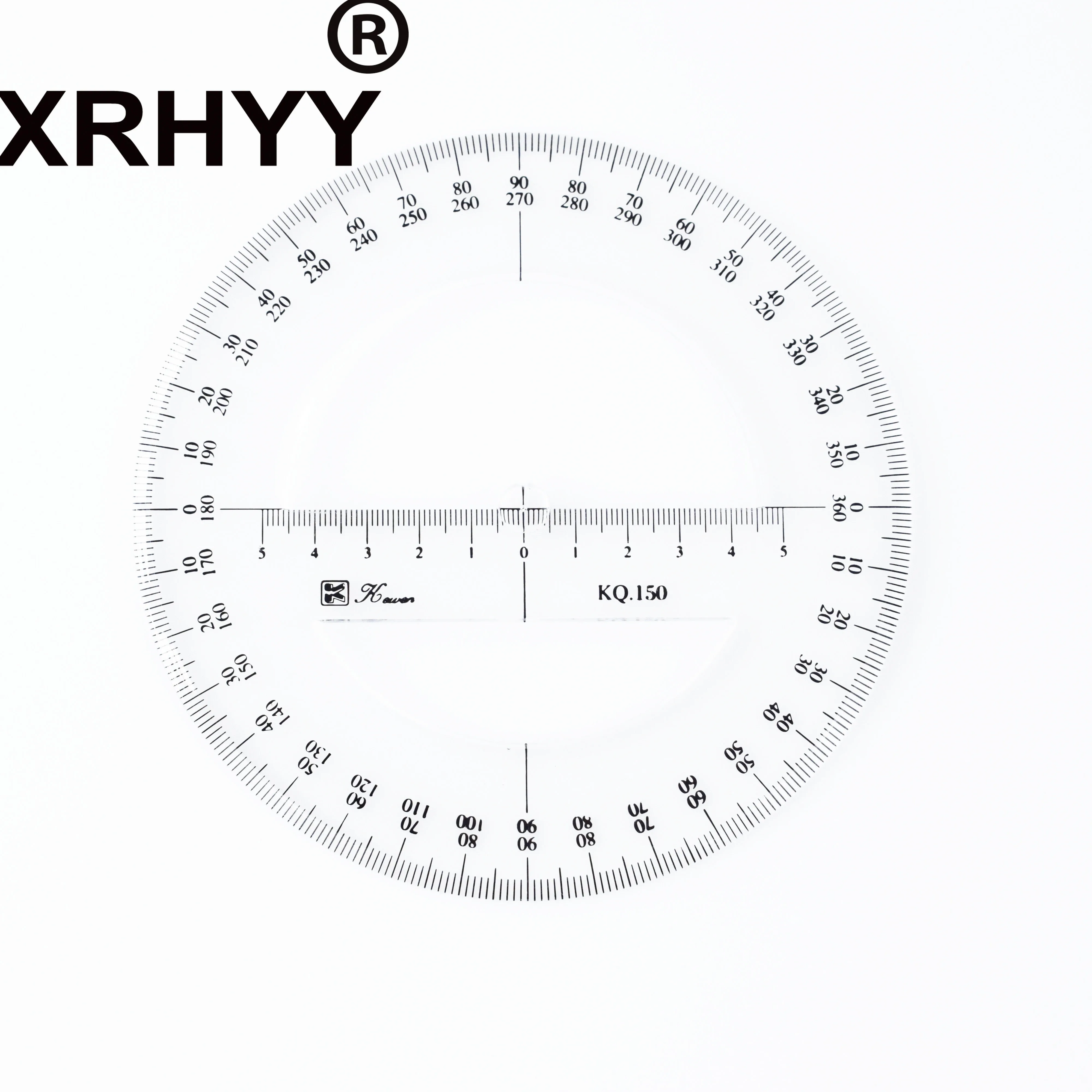 Прозрачный Круглый транспортир XRHYY на 360 градусов инструмент для измерения угла