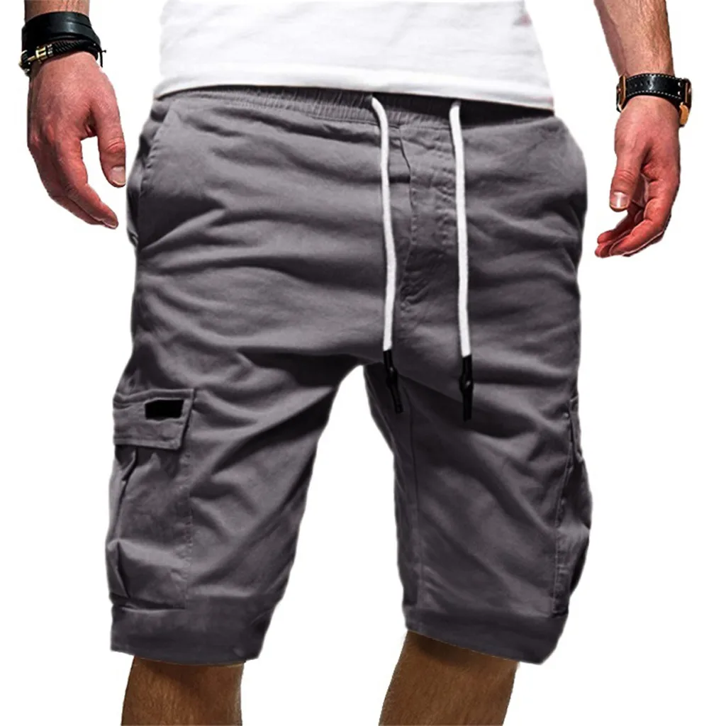 Мужские спортивные однотонные бандажные повседневные свободные шорты брюки Новые мужские повседневные шорты Свободные шорты мужские короткие брюки размера плюс#502