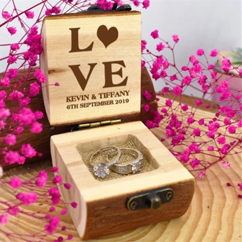 Пользовательские деревенские свадебные подарки кольцо коробка деревянные, на выбор кольцо шкатулка Винтаж Держатель Для обручального кольца Свадебные помолвки Декор - Цвет: type 9