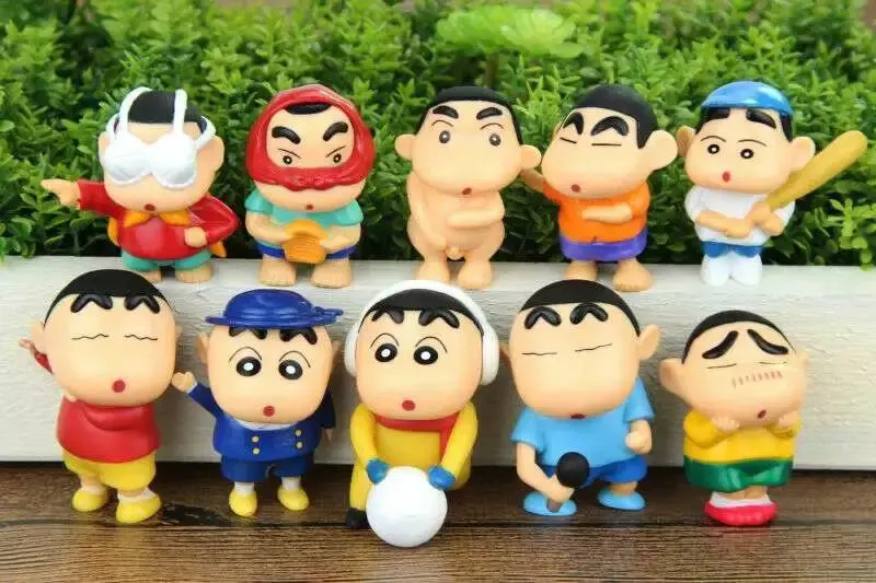 Crayon Shin-Chan 10 шт./компл. Мини фигурку 1/16 Масштаб Окрашенные рис мини Ver. Shinnosuke nohara Doll ПВХ Рисунок Игрушечные лошадки аниме