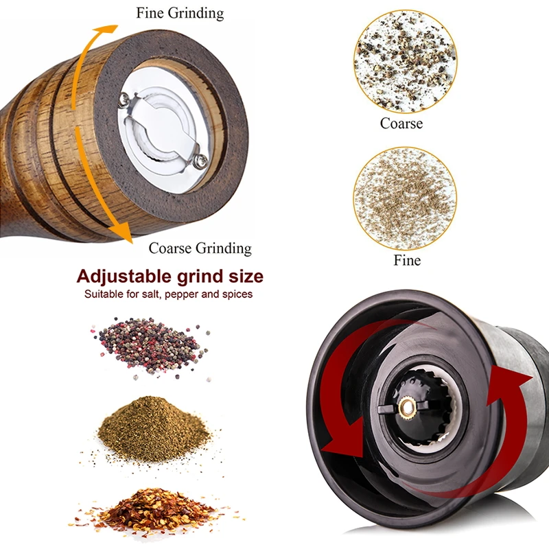 Wooden ABS Manual Salt Pepper Shakers Herb parsley mill grinder wood pepper Mill with Adjustable Ceramic Grinder Kitchen Gadget