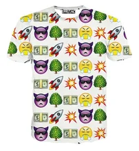 New Fashion men 3d t-shirt Brand t-shirt funny print bomb/tree/dollars emoji t shirt short sleeve summer tops tees white