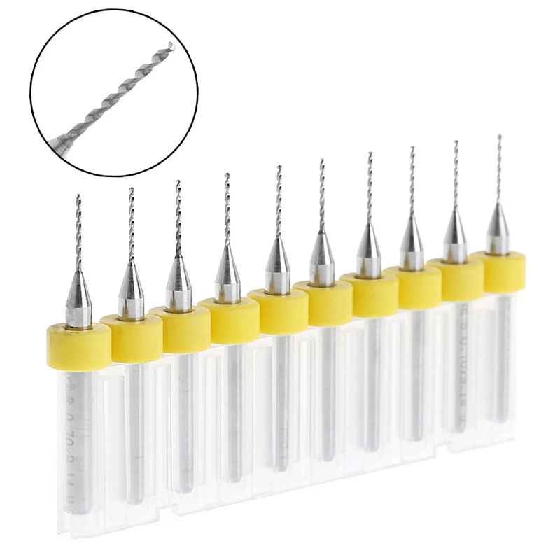 10 Pcs 0.7mm Carbide PCB Drill Bits CNC Drilling Bit Set Woodworking