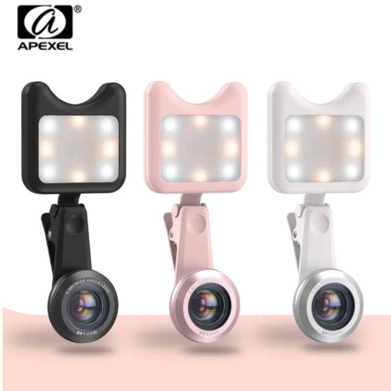 New APEXEL LED Selfie Light Fill in light +0.36X Wide