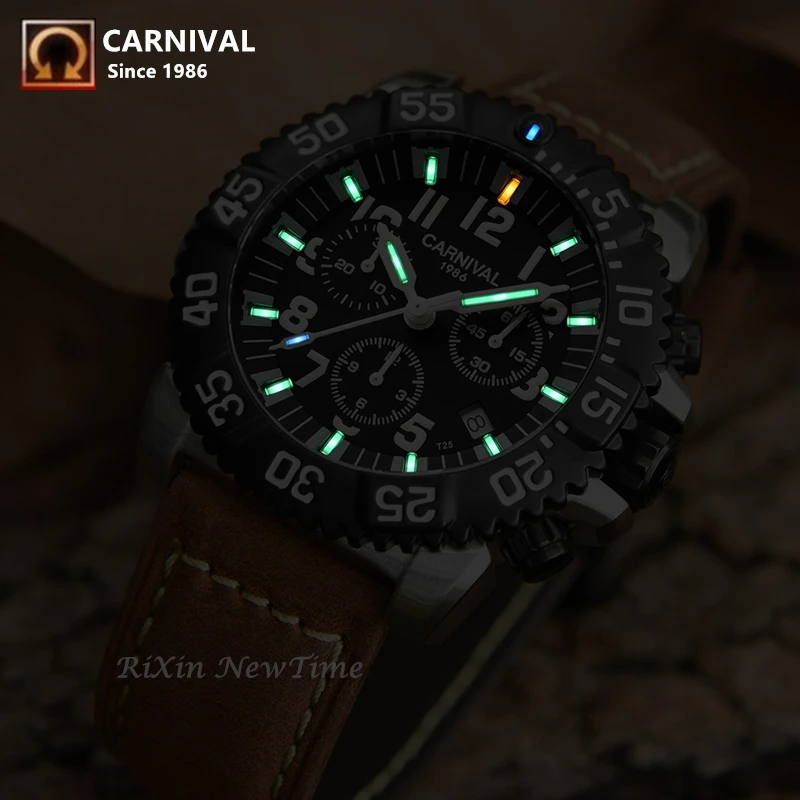 Часы с хронографом switzlandronda Carnival Роскошные мужские часы светящиеся Кварцевые