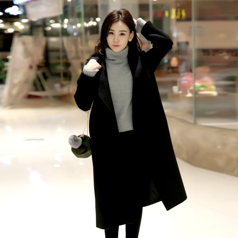 YAGENZ, зимние куртки,, модное корейское теплое шерстяное пальто, свободное, одноцветное, элегантное, приталенное, длинный рукав, Женская куртка, зимние, повседневные топы 3XL
