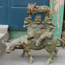 3" Огромный Китайский Бронзовый Happy Смех Будды Майтреи Держите Baicai На Статуя Быка