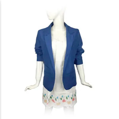Модный Кардиган Блейзер, Женская куртка, базовый женский пиджак, блейзеры, женская одежда, костюмы черного и белого цвета, Женский блейзер - Цвет: Королевский синий