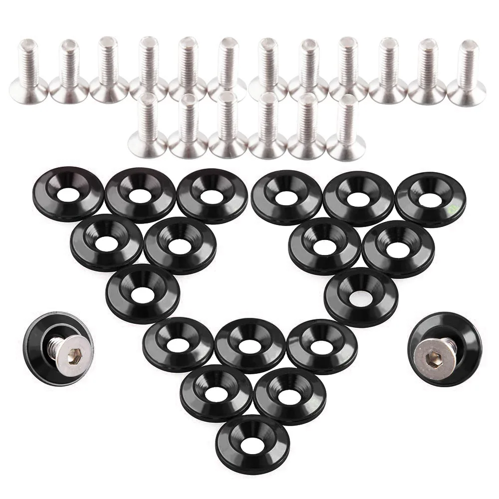 20Pcs RED Aluminum Billet Fender Bumper Washer//Bolt Engine Fender Bay Dress UP