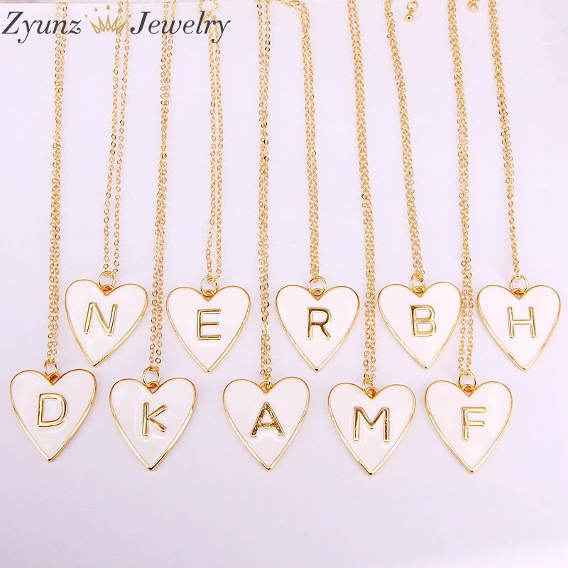 10 шт, золотой цвет белая эмаль с буквенным подвесом ожерелье Новые Вечерние ювелирные изделия для женщин - Metal Color: Necklaces