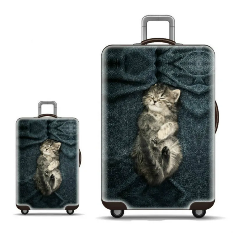 Чехол для багажа с рисунком кошки пылезащитный утолщенный Дорожный чемодан-тележка Чехол Эластичный Защитный чехол
