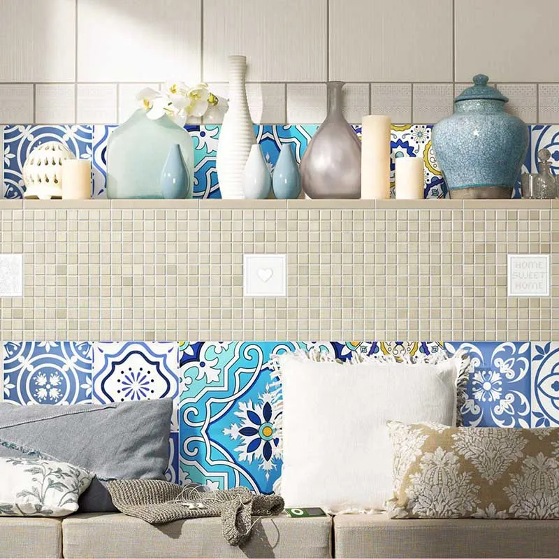 

20 Pieces 20 * 20cm/7.87*7.87 In 3D Simulation Tile Stickers Simple European Style Home Decoration Wall Stickers DT001