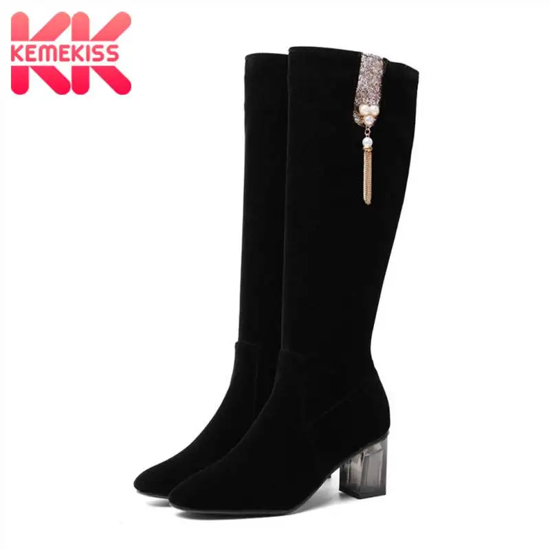 KemeKiss Plus Size 34-48 Women Fashion 2020 Hot Sale Knee High Boots Tassels Beads Retro Zipper Long Winter Warm Botas | Обувь