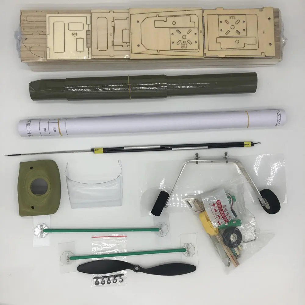 diy-1.2m-j3-balsa-rc-plane-kit+cover-green