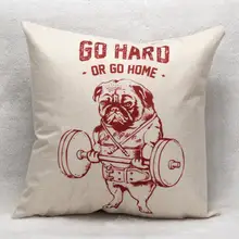 Ir duro o ir a casa de levantamiento de pesas de perro Vintage Plaza caso sofá almohada cojín con estampado de animal protectores de decoración Almofadas de travesseiro