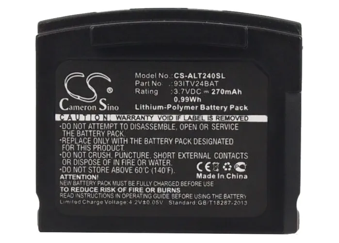 

Cameron Sino 270mAh Battery 93ITV24BAT for Amplicom TV2400, TV2410