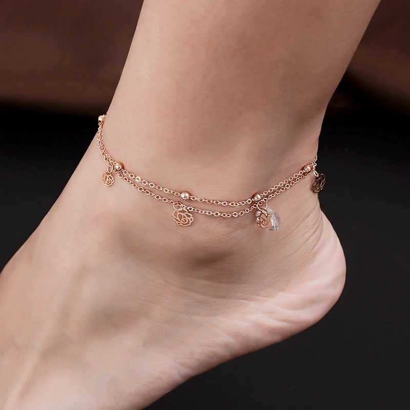 

H:HYDE 1pc Sexy Summer Multilayer Barefoot Anklet Beads Crystal Chain Anklet Ankle Bracelet Foot Jewelry Female Summer Beach