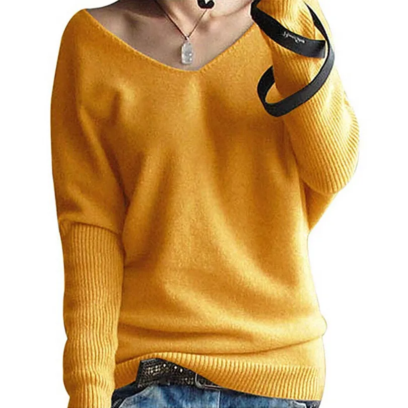 New Fashion Women Autumn Winter Batwing Sleeve Solid Knitted Casual Daily Sweater Brief Pullover Tops Blouse #4F09 (6)