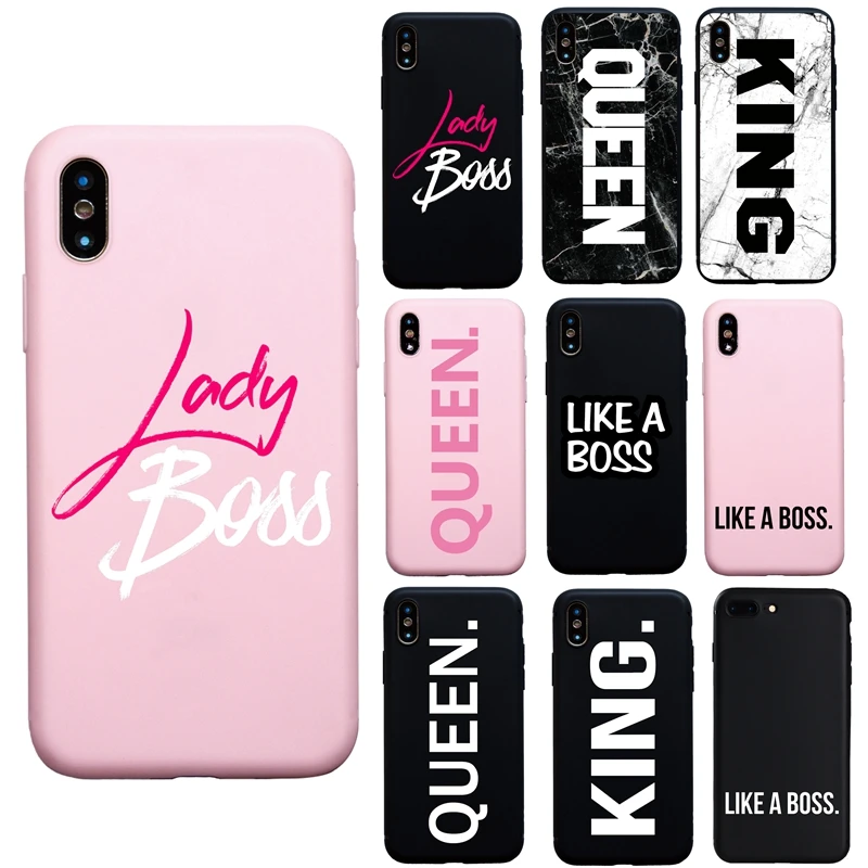 Новый брендовый мягкий чехол Lady King queen для IPhone X XS MAX XR 7 Pus 8 Plus 6 6s 5s SE телефона Funda Coque