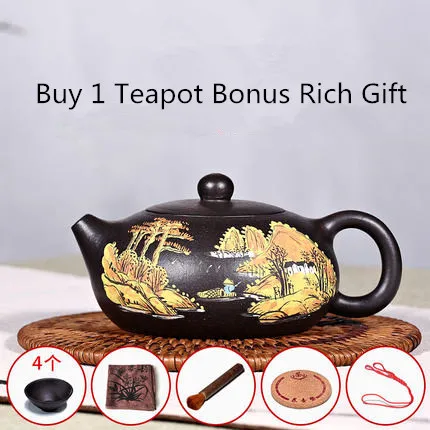 

Free Shipping 200ML Yixing Purple Clay teapot famous pure handmade teapot Xi shi Color Painted Tea Pot Afternoon Teaware