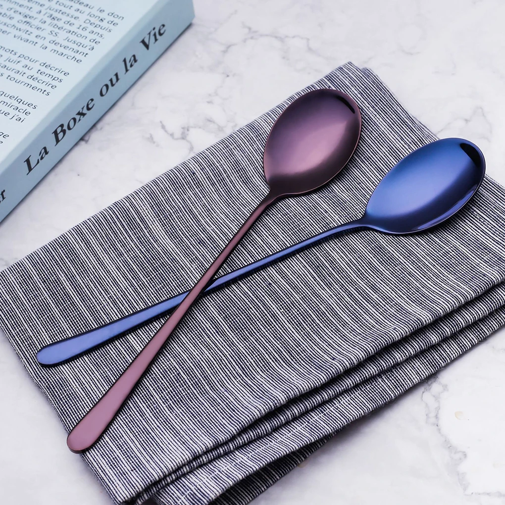 Korean Style Spoon 304 Stainless Steel Long Handle Spoon Coffee Soup