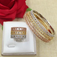 GODKI Fashion Luxury Super Shiny AAA Cubic Zirconia Women Baguette Bracelet Bangle And Ring Set