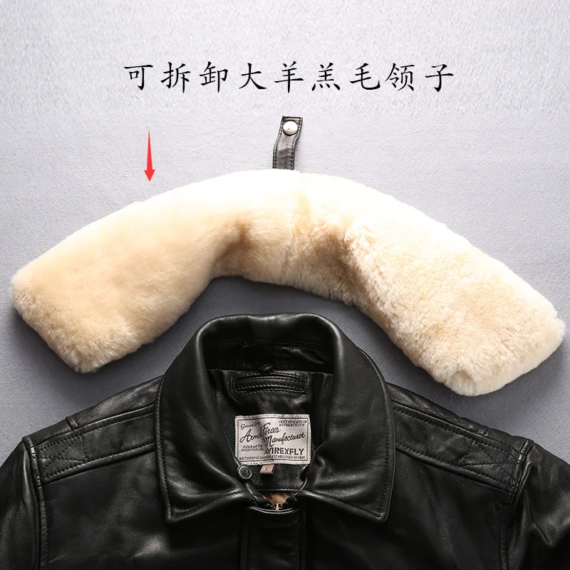 Авирекс летная куртка с меховым воротником из натуральной кожи Мужская Черная куртка из овчины зимняя куртка-бомбер мужская