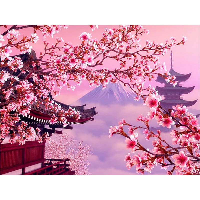 

Full 5D Diy Daimond Painting Cross-stitch Cherry Blossoms 3D Diamond mosaic kit Full Rhinestone love picture Embroidery Diamant