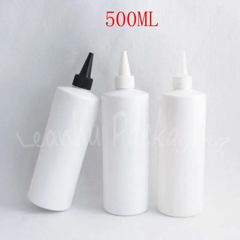 

500ML White Plastic Bottle Pointed Mouth Cap , 500CC Empty Cosmetic Container , Jam / Lotion Packaging Bottle ( 14 PC/Lot )