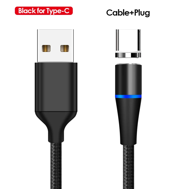 MOOJECAL 3A Магнитный USB кабель для быстрой зарядки для iPhone X XS MAX XR 8 7 6s Plus 5 кабель для мобильного телефона зарядное устройство Шнур Usb кабель для передачи данных - Color: Black For Type C