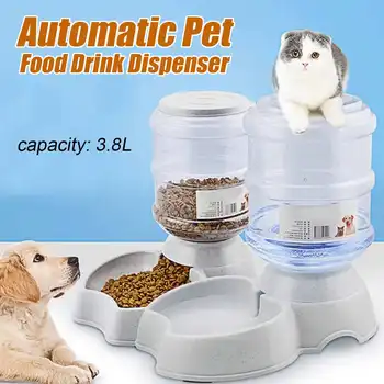 

3.8L Large Automatic Pet For Feeder Drinking Fountain Cats Dogs Food Bowl Pets Water Dispenser Cat Feeder Water Bowl Dish